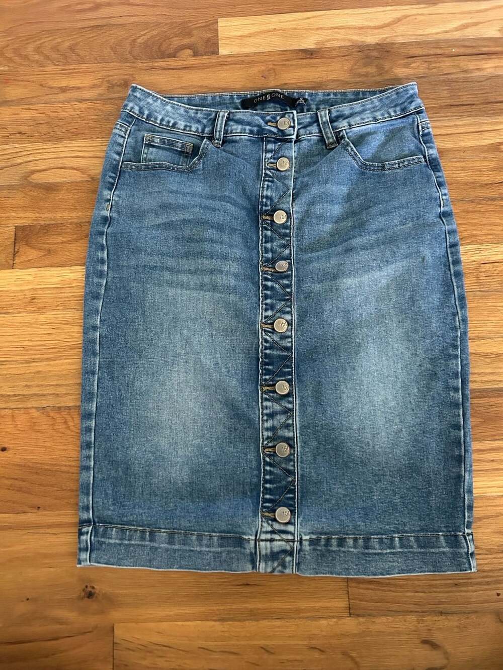 2000s/ Y2K One 5 One Denim Button-Down Mini Skirt